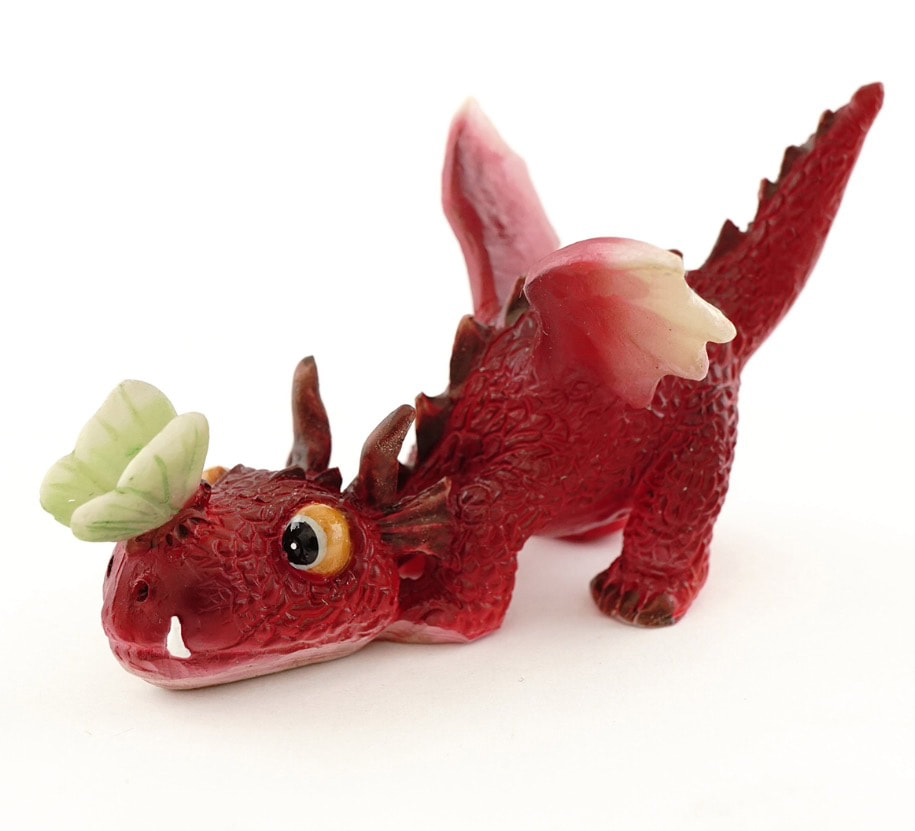 Dragon Cake Topper Green Baby Dragon Fairy Garden Dragon Standing Winged Dragon with Butterfly