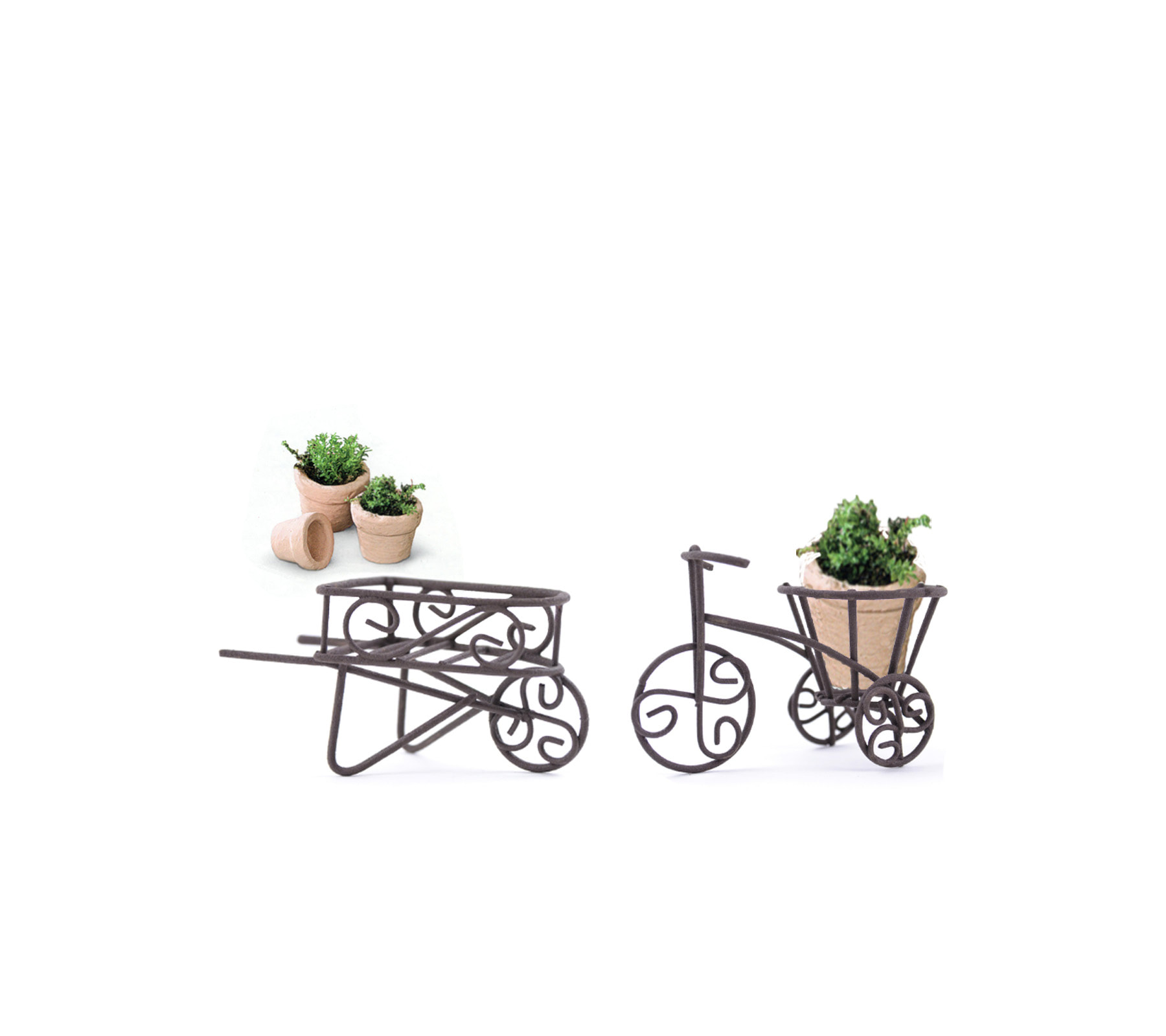 Buy Three Save $5 Miniature Fairy Garden Rustic Wheelbarrow