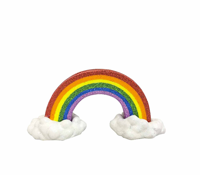 St. Patrick's Day Glitter Rainbow w/ Clouds ~ Fairy Garden Supply